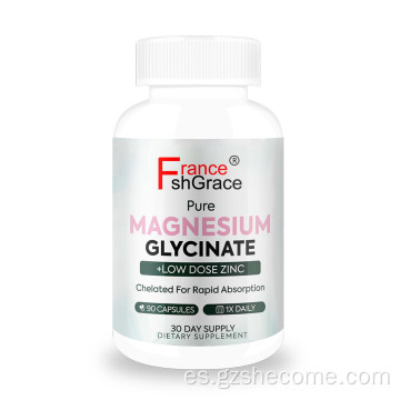 Salud de soporte de cápsula de glicinato de magnesio orgánico